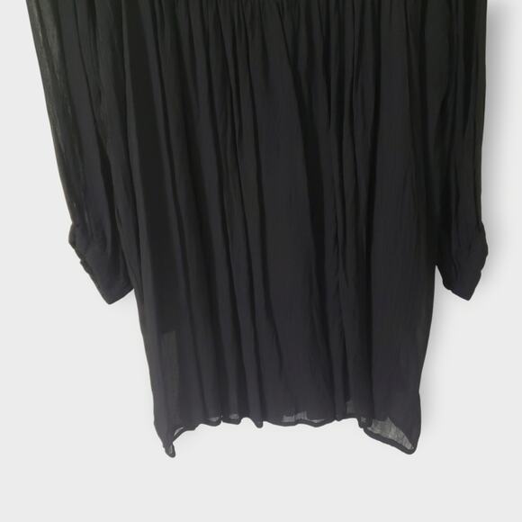 World Market Black Floral Lace Top Sheer Chiffon Overlay Sz L/XL Goth Fairycore - Picture 3 of 14